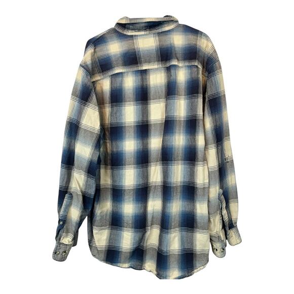 Mens Grunge Flannel Shirt Button Down Distressed Gorpcore Utility - Picture 6 of 8